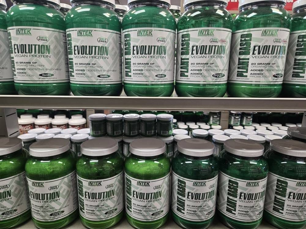 Intek vegan protein on the shelf