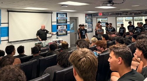 Classroom session with athletes